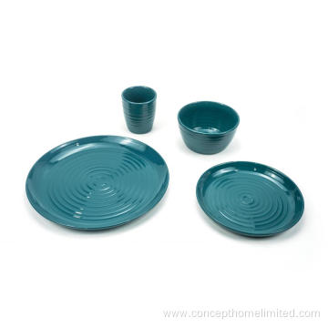 Embossed color glaze stoneware dinner set - multi